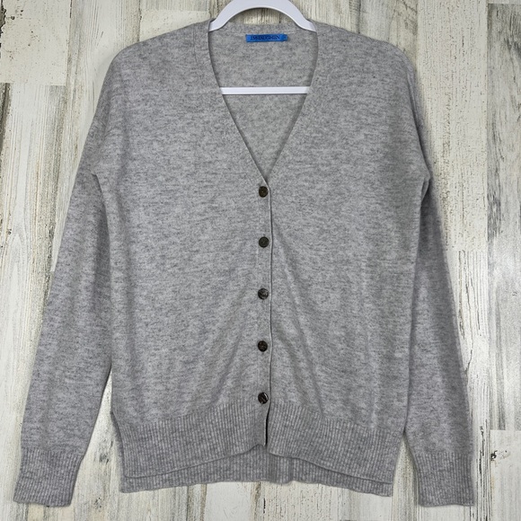 J. McLaughlin Cashmere Cardigan Sweater XS Gray Front Button V-neck Preppy‎ Top - Picture 1 of 13